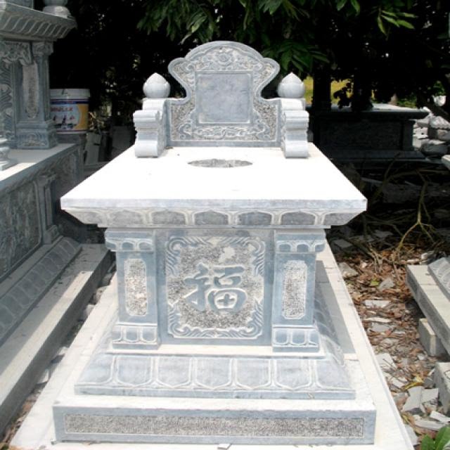 Mẫu mộ đá trắng hoa văn cầu kỳ