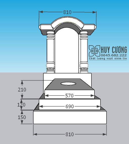 thiết kế mộ mái vòm nguyên khối đơn giản bền đẹp