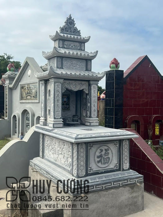 Mẫu Lăng Mộ Đá Ba Mái thi công lắp đặt tại Phú Thọ