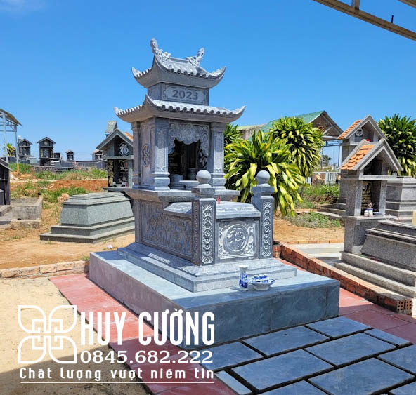 mẫu mộ đá hai mái đẹp thi công lắp đặt tại Bắc Giang