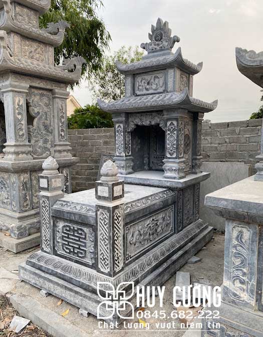 Mẫu mộ 2 mái đao đá xanh Ninh Bình